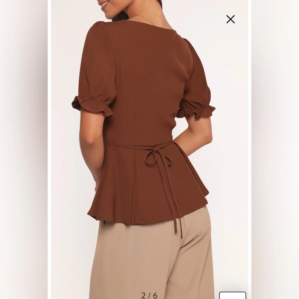 NWT- Petal & Pup Kameran Peplum Top, Chocolate, XS - Picture 2 of 12